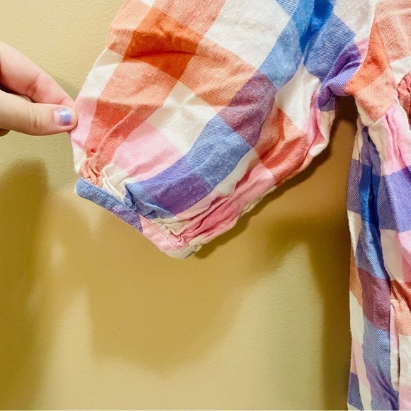 Hanna Andersson Orange and Purple Check Flannel Dress Size 5 - Picture 2 of 7